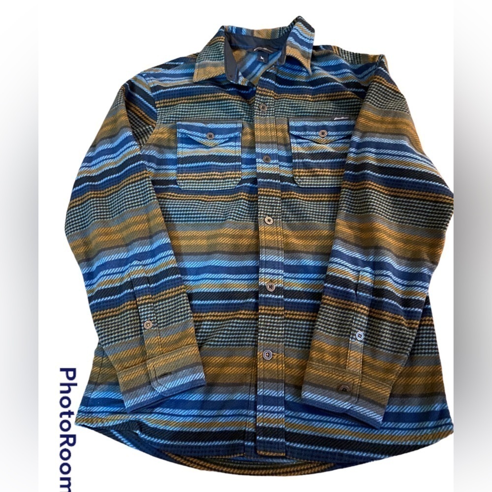 Eddie Bauer Striped Button Down Fleece Shacket